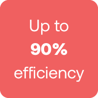 Up to 90% efficiency_100x100 Icon: Up to 90% efficiency